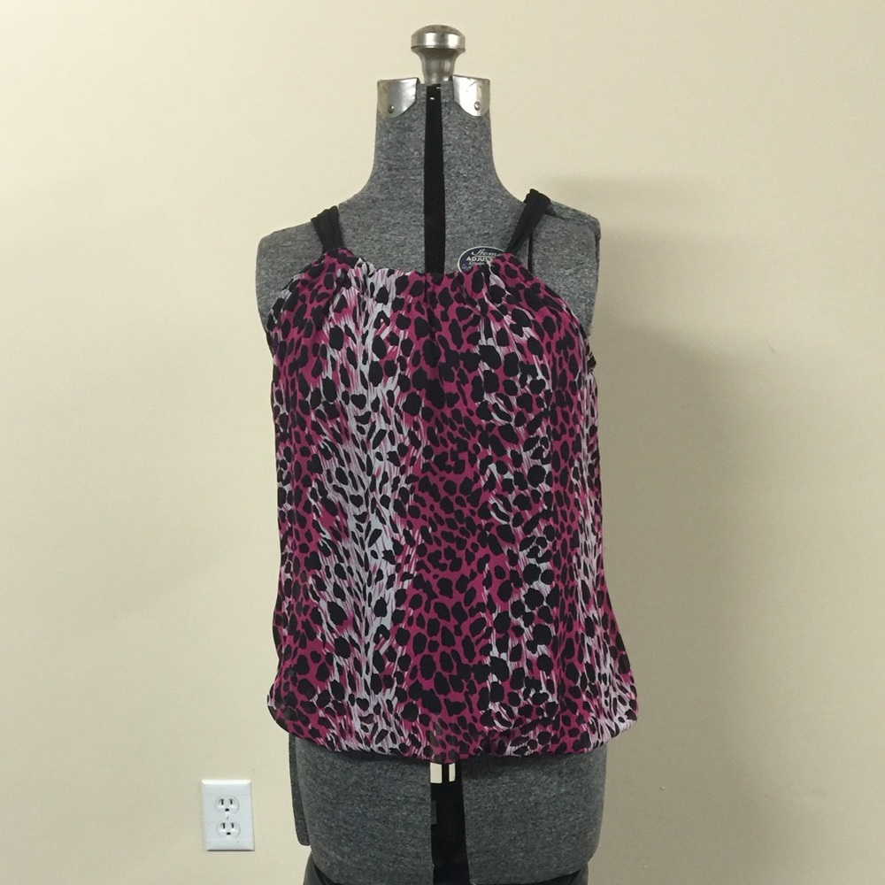 💰10/$50💰Medium Pink & Black Leopard Print Tank Top